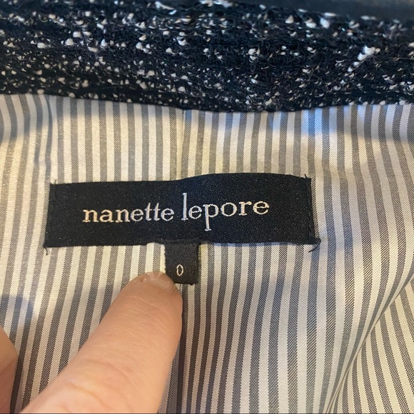 NANETTE LAPORE black & white linen & cotton jacket w/ zipper - Picture 6 of 13